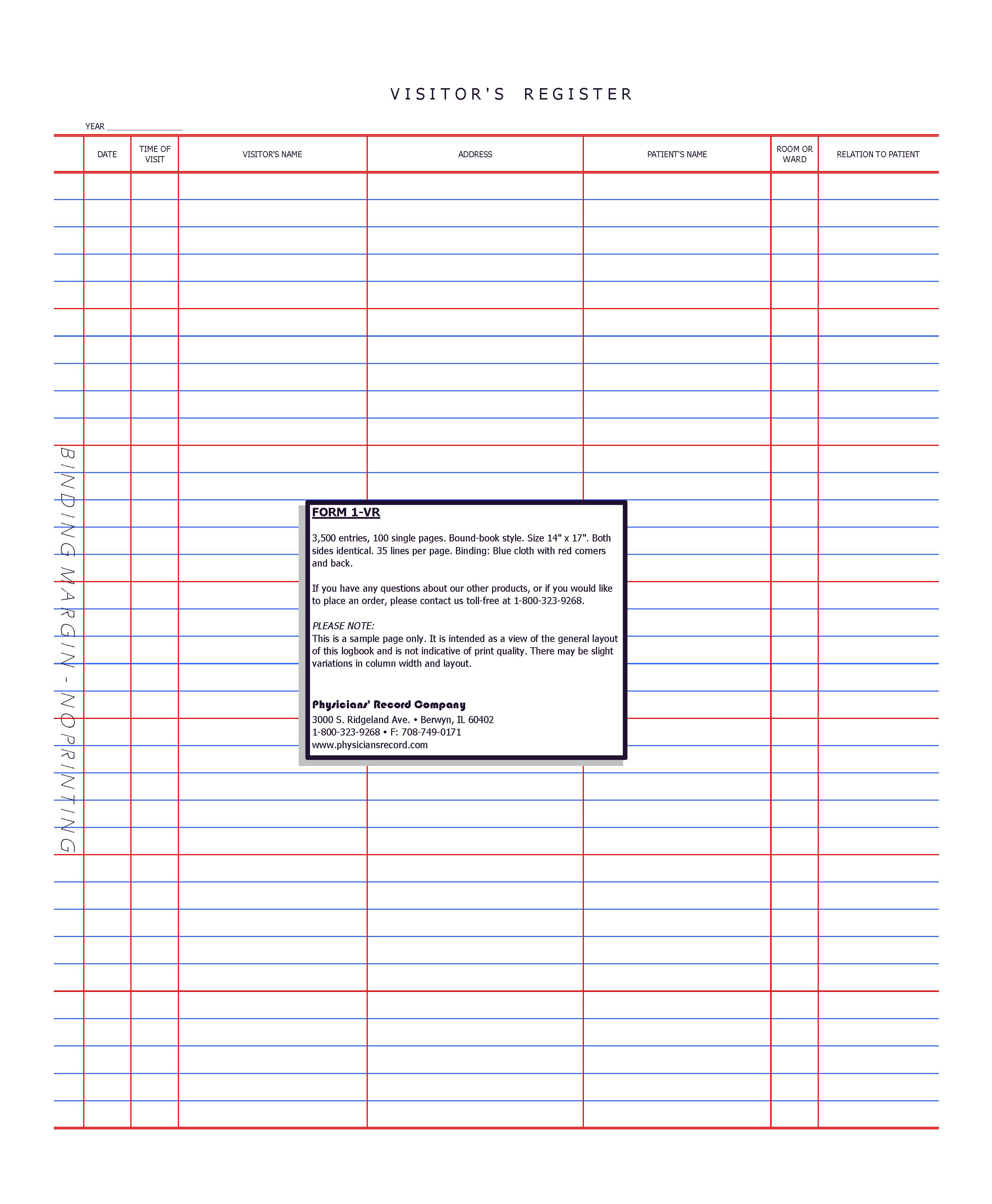 1VR Visitors Register
